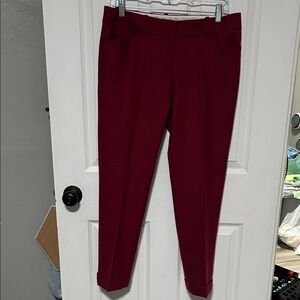 LOFT Women's Dark Red Cropped Pants